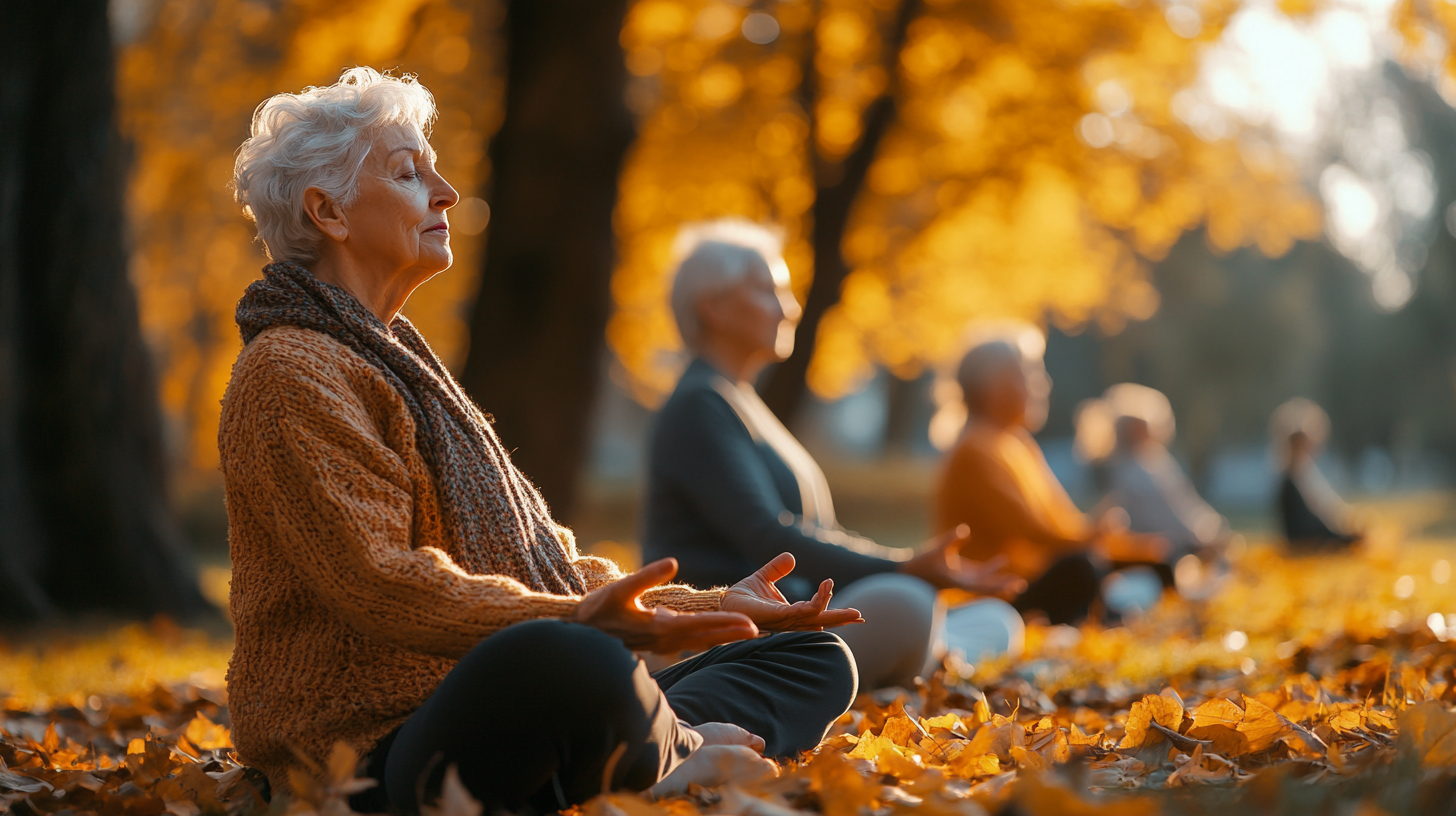 Групове заняття йогою для старших людей